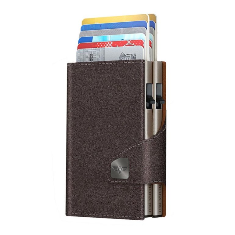 TRUE VIRTU DoubleWallet Click&Slide Nappa Brown/Silver