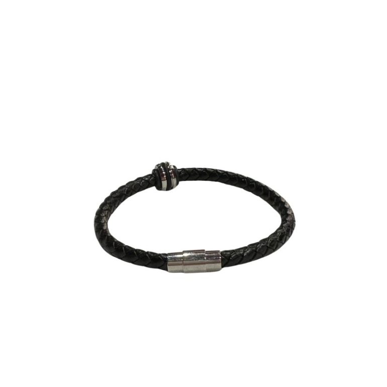 Pulsera de Cuero y Metal Italiano Pi-04