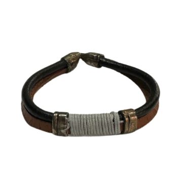 Pulsera de Cuero y Metal Italiano Pi-17